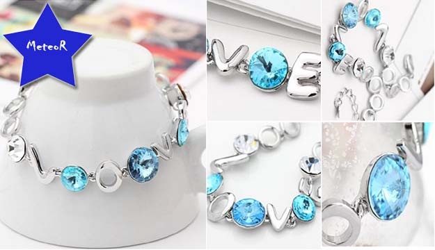 50% Off Crystal Rhinestone Love Bracelet made with Swarovski Elements from Meteor Hand Made Accessories, Beirut (Only $37 instead of $74)
