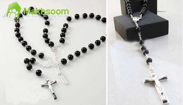 45% Off Silver Black Bead Cross Chain (Only $31 instead of $56)