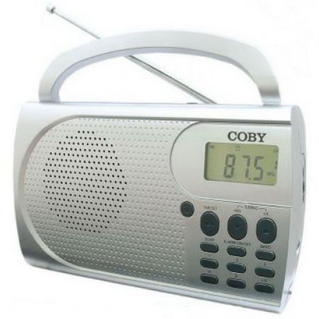Coby AM / FM Radio Portable with Alarm Clock Silver - CXR500 - Makhsoom