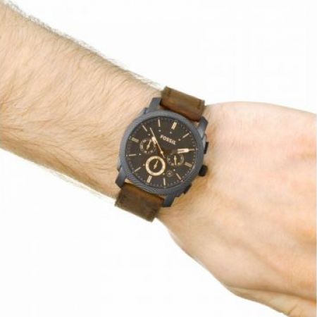 Fossil FS4656IE Leather Machine Mid-Size Chronograph Round Watch