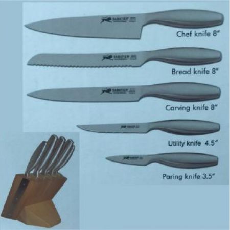 Lion Sabatier Knives With Stand Set Of 5 Pcs Grey
