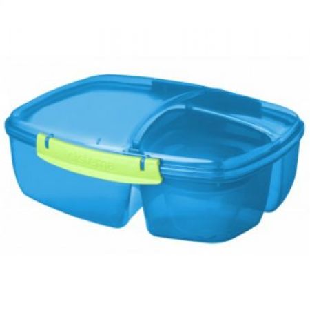 Sistema Lunch Box Triple Split With Yogurt Pot Assorted-Blue - Makhsoom
