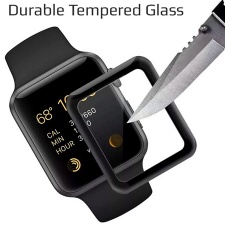 Promate 3D Tempered Glass Screen Protector for Apple Watch 1,2 ,3, 4. 9H Hardness Black-38 mm