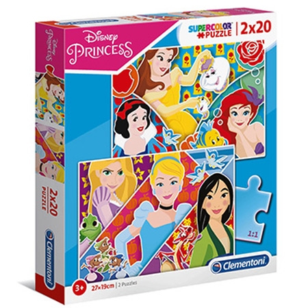 Clementoni Disney Princesses SuperColor Puzzle 2 x 20 Pcs - Makhsoom
