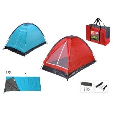 Camping Festival Tent With 2 Person Sleeping Bags - Red