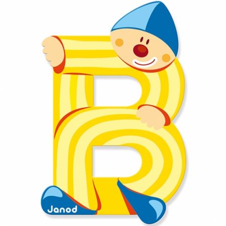 Lettre Décorative En Bois Avec Clown - Janod - 10 Cm - Multicolore - Pour Chambre D'enfant