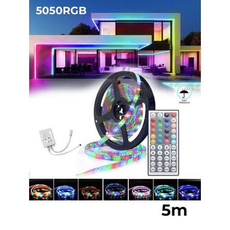 RGB Remote Control LED Strip Light- 16 Colors Changing, Waterproof - 5 ...