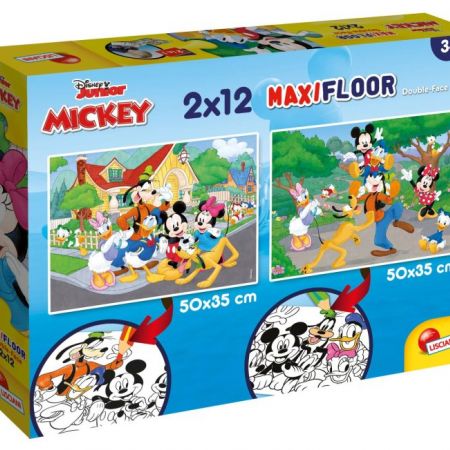 Lisciani Disney Mickey Puzzle Maxifloor - 2 x 12 Pcs - Makhsoom