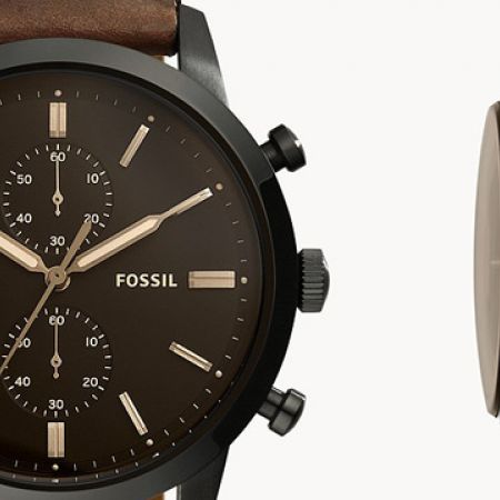 Fossil FS5437 Townsman Chronograph Brown Leather Round Watch For