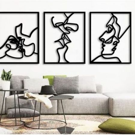Wooden Kiss Wall Art Black 1 Pc - Model 1