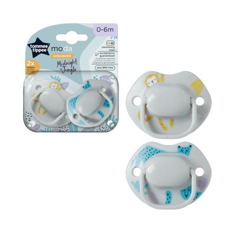 Tommee Tippee Set of Moda Soother 2 Pcs 0-6 Months - Blue and Yellow