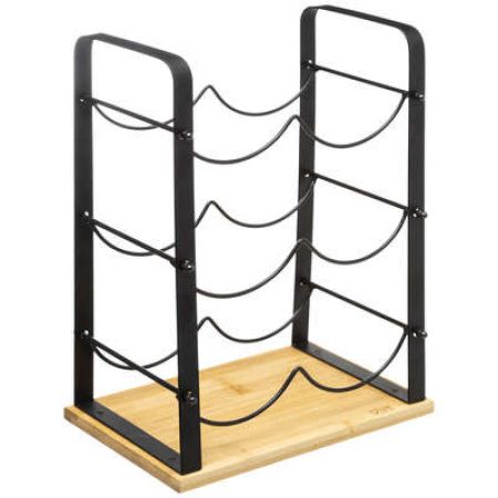 JJA Bottle Rack For 6 Bottles Nera Bamboo and Metal - Makhsoom