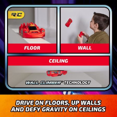 Lot #356. Air Hogs, Zero Gravity Sprint RC Car Wall Climber, USB-C Rechargeable Indoor RED