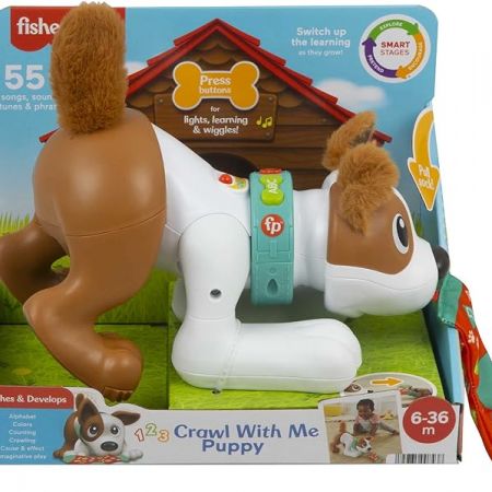 Perro De Aprendizaje Fisher-price 123 Crawl With Me Puppy Blanco