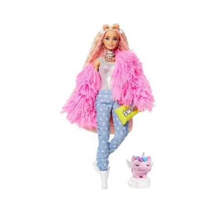 Barbie Extra Doll with Pink Fur Jacket 3+ Years Makhsoom
