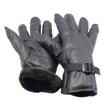 Synthetic Leather Snow-Proof Gloves Free Size For Men Black