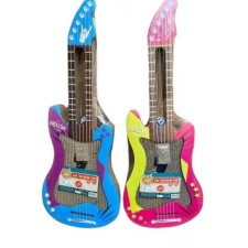 Guitar-Shaped Cardboard Cat Scratcher with Bell Ball 80 x 30 x 5.5 cm - Pink