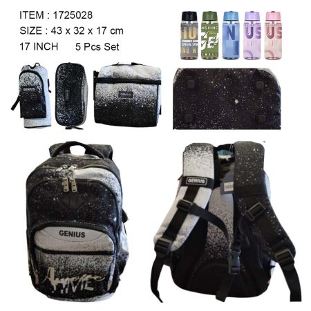 Genius School Bag 5 Pcs Set 17 Inches - 1725028 For Girls 8 12 years ...