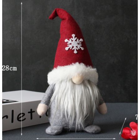 Christmas Faceless Doll Snowflake Grey & Red - 28 x 12 x 7 cm - Makhsoom