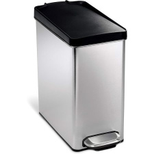 Simplehuman Profile Step Bin Brushed Stainless Steel With Black Plastic Lid 10 L