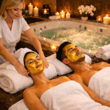 60 min VIP Couples Massage Escape With Jacuzzi & Gold Facial Mask