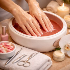 Manicure with Color + 10 min Hand Massage & Paraffin 