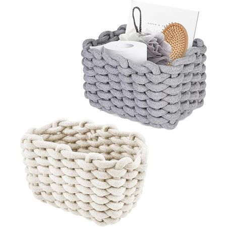 Woven Rope Small Wicker Basket 19 x 14 CM - Grey