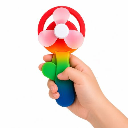 Mini Handheld Manual Fan - Pink/Blue