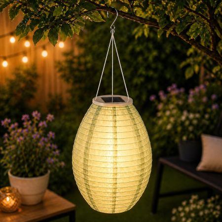 Livarno Solar LED Oval Shape Lantern - Green