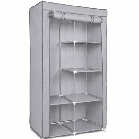 Navaris Foldable Wardrobe Grey 88 x 170 x 45 CM