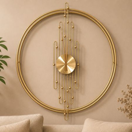 Modern Metal Gold Wall Clock Ø 80 cm