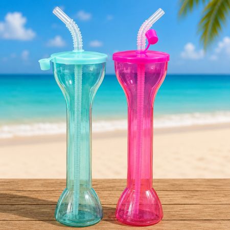 Reusable Yard Cup with Lid & Flexible Straw 500 ML - Pink