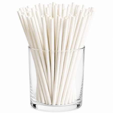 Paper Drinking Straw White Set Of 50 Pcs