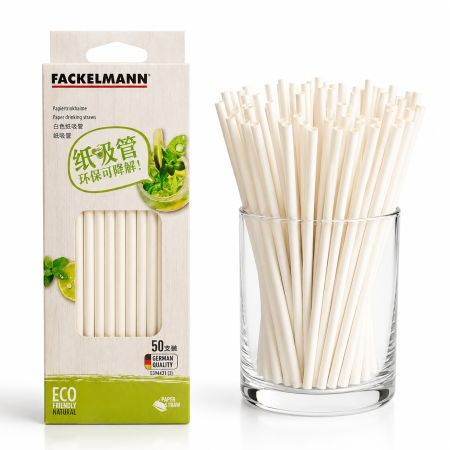 Paper Drinking Straw White Set Of 50 Pcs