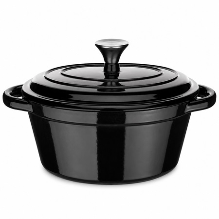 Ernesto Cast Iron Casserole Pot Black with Lid 4L