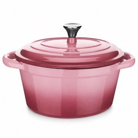 Ernesto Cast Iron Casserole Pot Pink with Lid 4L