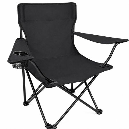 Foldable Camping Chair with Carring Bag 80 x 80 cm - Black