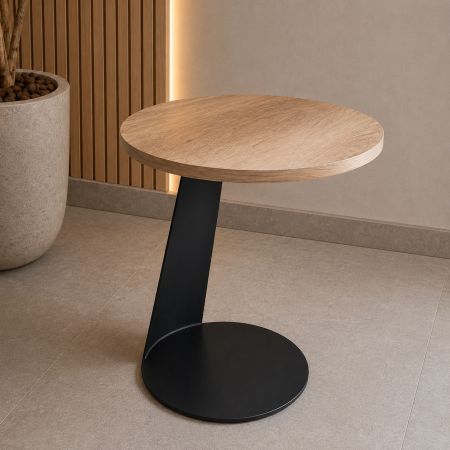 Wood Top Round Side Table 50 x 50 cm