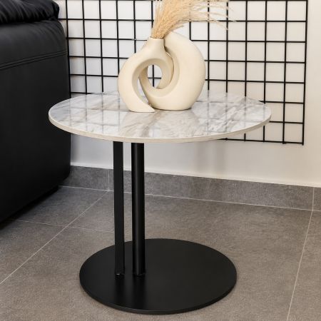 Modern Round Ceramic Top Side Table 50 x 50 cm