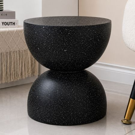 Modern Black Terrazzo Accent Side Table 40 x 46 cm