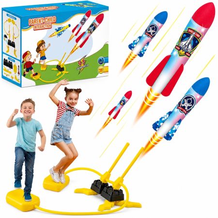 2 Player Foam Rocket Launcher Stomp Toy Set 3+ Years