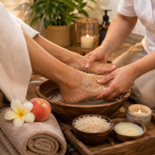 Summer Peachy Feet Package: Foot Scrub, Foot Reflexology & Neck Massage