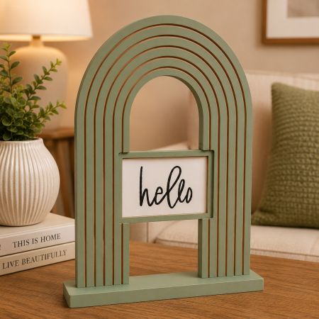 Trueliving Wooden Arch "HELLO" Tabletop Decoration 30 x 21 cm