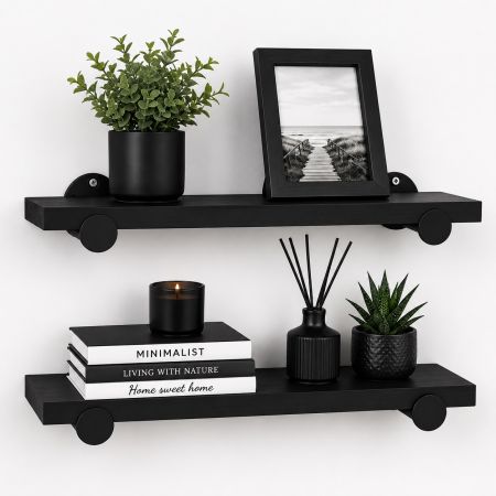Encore Home Decor Set of 2 Wall Shelves 25.4 x 8.5 cm - Black