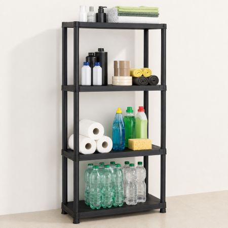 Livarno Home 4-Tier Plastic Storage Shelf 60 × 30 × 138 cm - Black