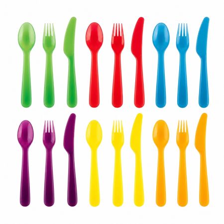 Crivit Reusable Plastic Cutlery Set Of 18 Pcs