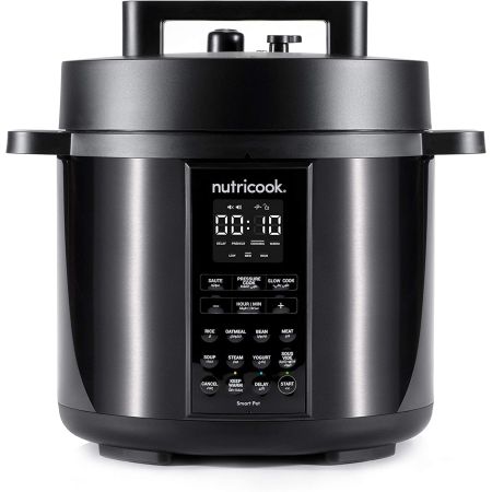 Nutricook 9 in 1 Smart Pot 2 Electric Pressure Cooker, Slow Cooker, Rice Cooker, Steamer, Sauté Pot, Yogurt Maker & More Black 8 L 1200 W