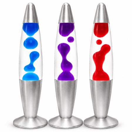 Wax Lava Motion Lamp with Silver Base 41 cm