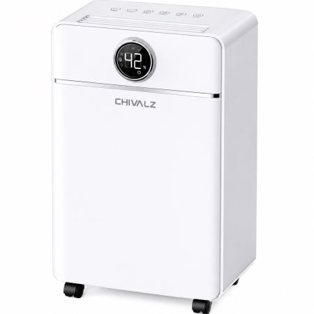 Chivalz DH2088 Large Dehumidifier 12L/Day with 2L Water Tank, LED Display & 24H Timer - White