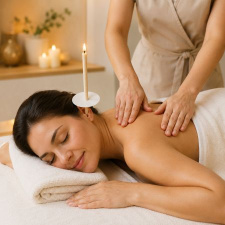 The Complete Wellness Experience Package: 60 min Swedish Massage, Hot Stones, Ear Candling & EMS Treatment